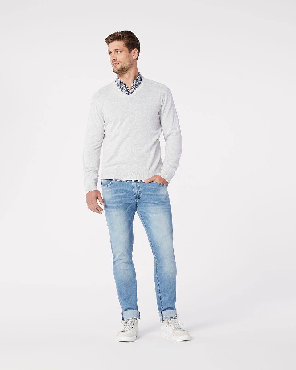 Penrose V Neck Jumper, Light Grey, hi-res